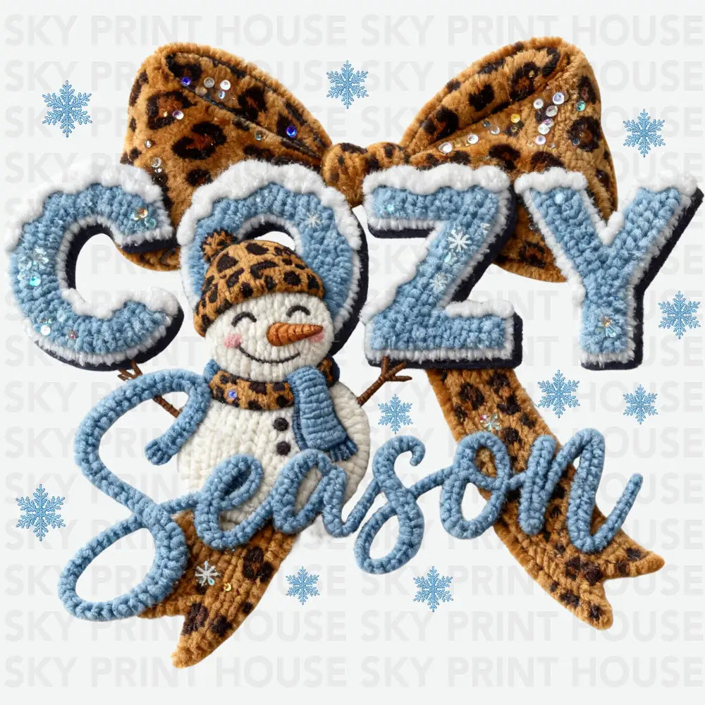 Faux Yarn Snowman Cozy Season Christmas - Christmas Ready to Press DTF Transfer