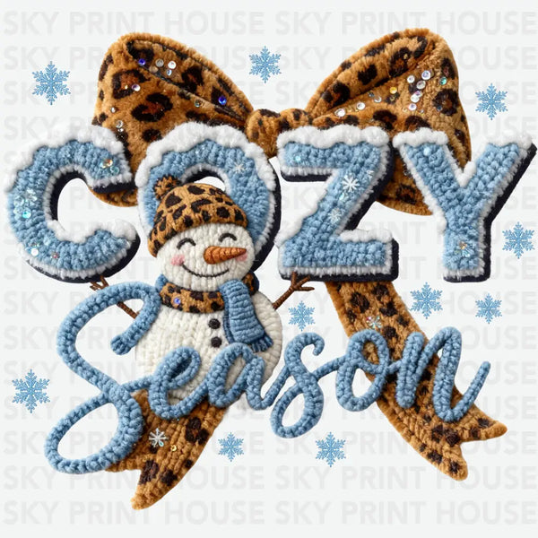 Faux Yarn Snowman Cozy Season Christmas - Christmas Ready to Press DTF Transfer