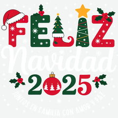 Feliz Navidad 2025 – Spanish Christmas Ready to Press DTF Transfer