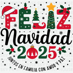 Feliz Navidad 2025 – Spanish Christmas Ready to Press DTF Transfer
