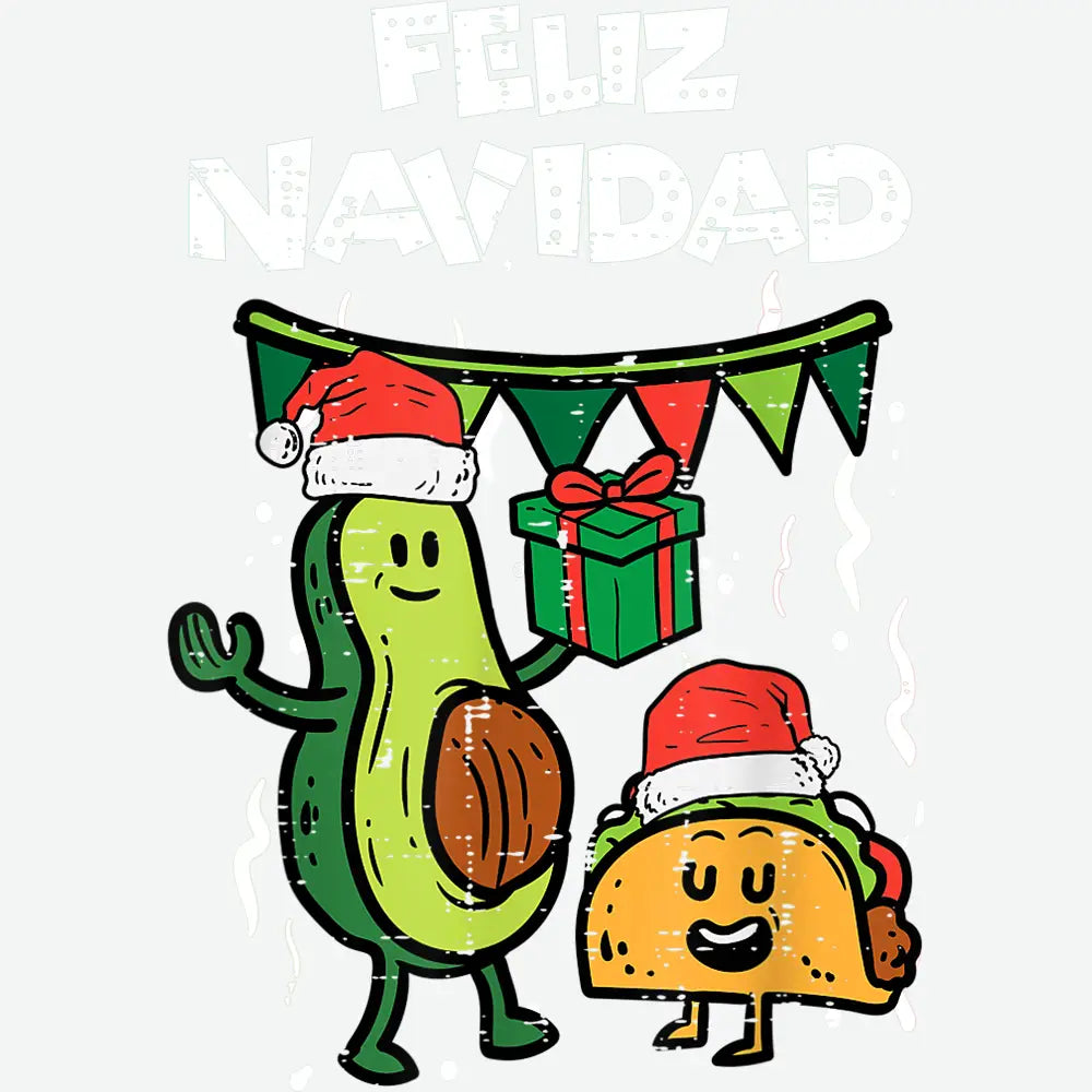 Feliz Navidad Funny Avocado and Taco Christmas - Ready to Press DTF Transfer