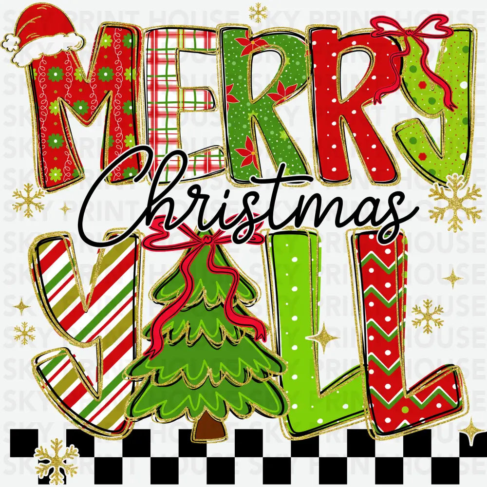 Festive Merry Christmas Y’all - Ready to Press DTF Transfer