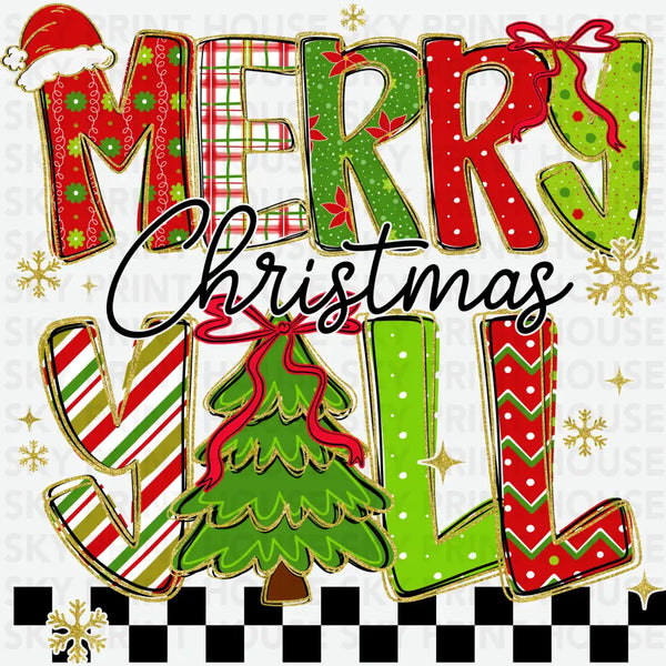Festive Merry Christmas Y’all - Ready to Press DTF Transfer