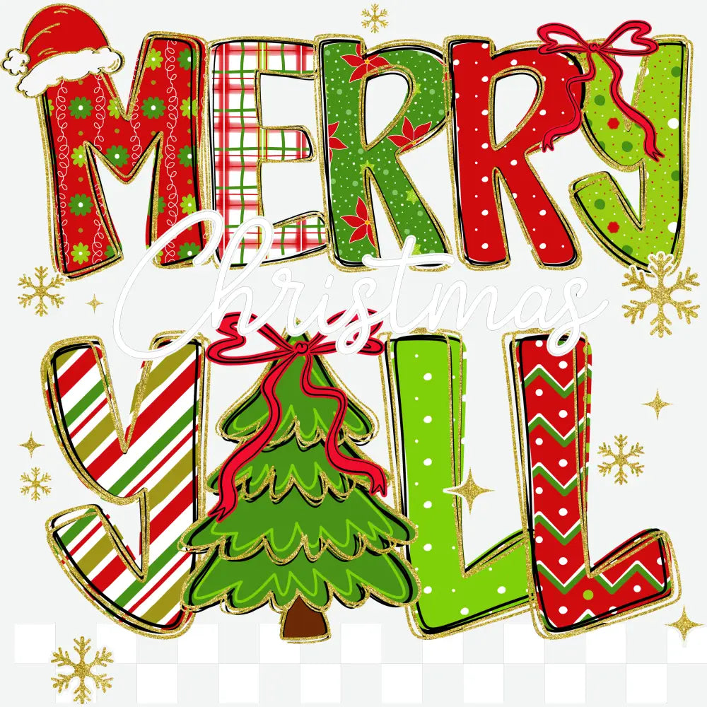 Festive Merry Christmas Y’all - Ready to Press DTF Transfer
