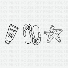 Flip Flops Starfish Sunscreen Summer Ready to Press DTF Transfer
