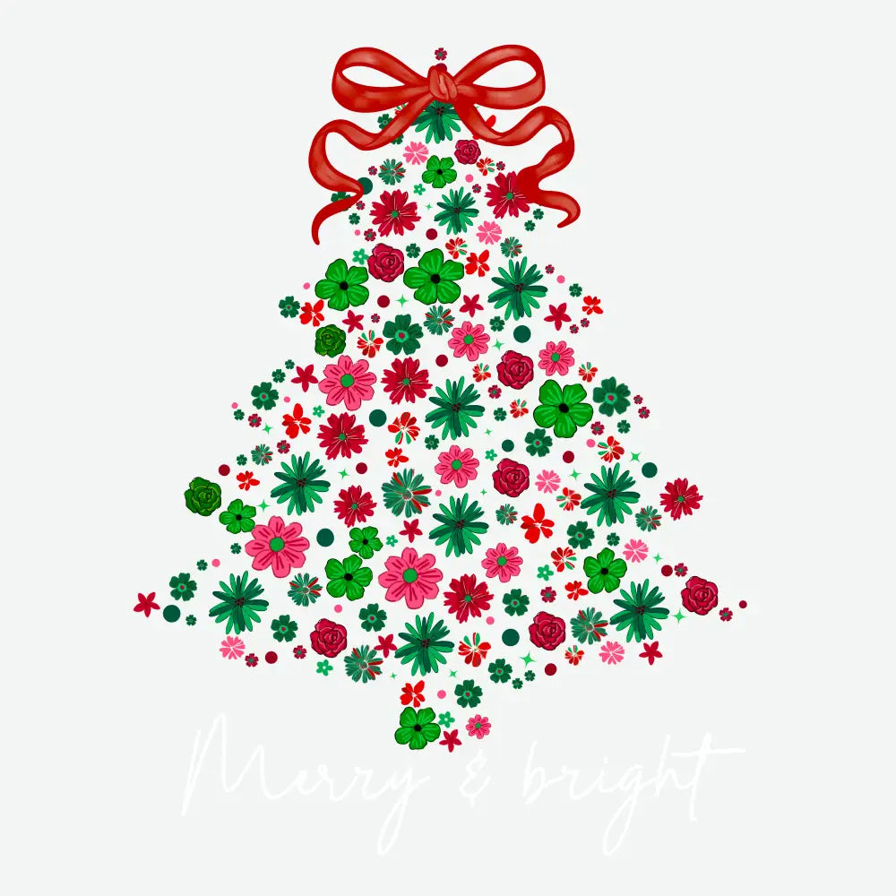 Floral Christmas Tree - Christmas Ready to Press DTF Transfer
