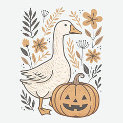 Floral Duck Pumpkin Halloween Ready to Press DTF Transfer