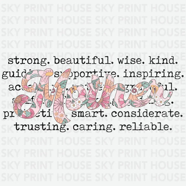 Floral Mother Definition - Mother's Day Ready to Press DTF Transfer
