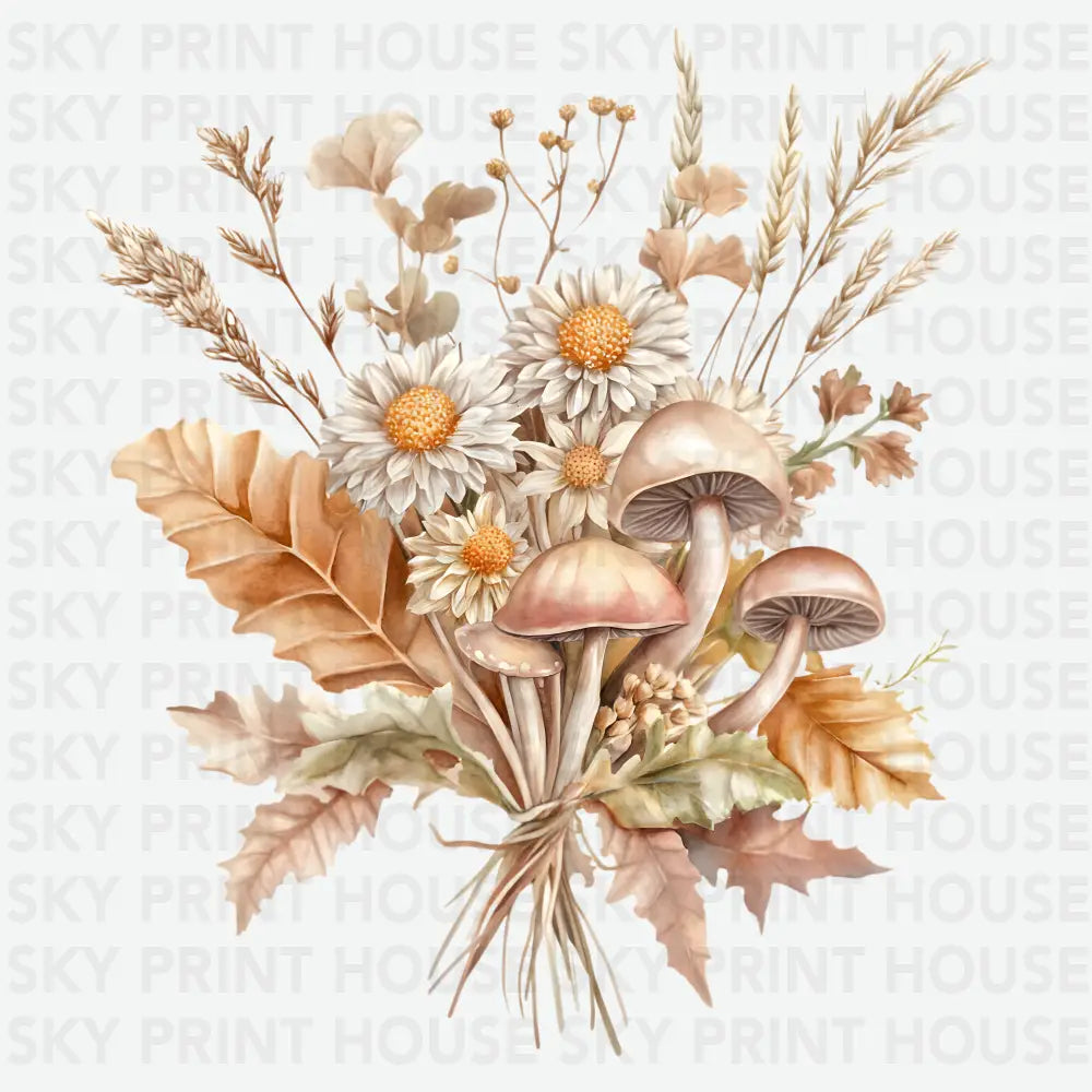 Floral Mushroom Fall Ready to Press DTF Transfer