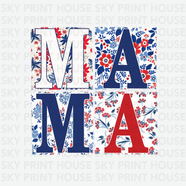 Floral Patriotic Mama - 4th of July Ready to Press DTF Transfer