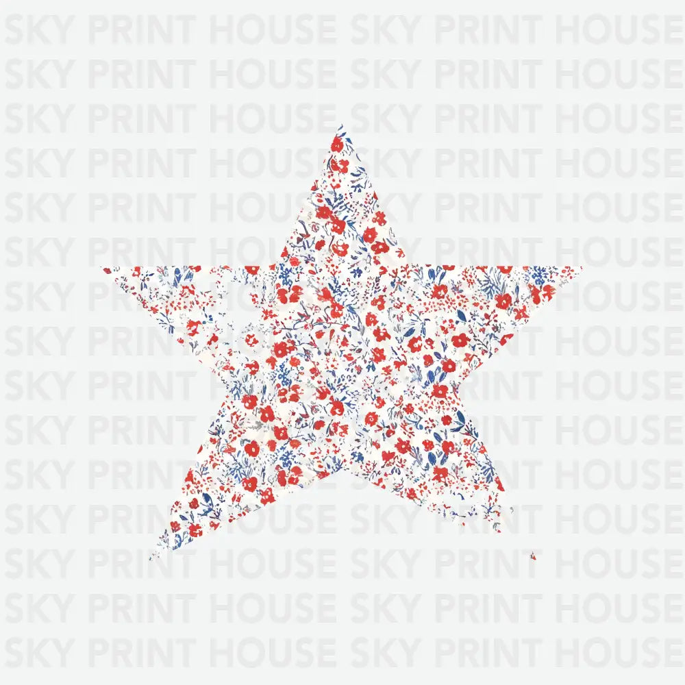 Floral Star 4th of July Ready to Press DTF Transfer