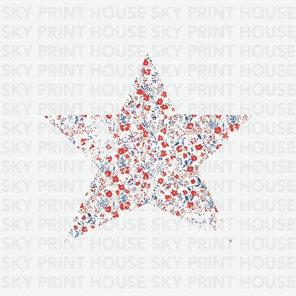 Floral Star - 4th of July Ready to Press DTF Transfer