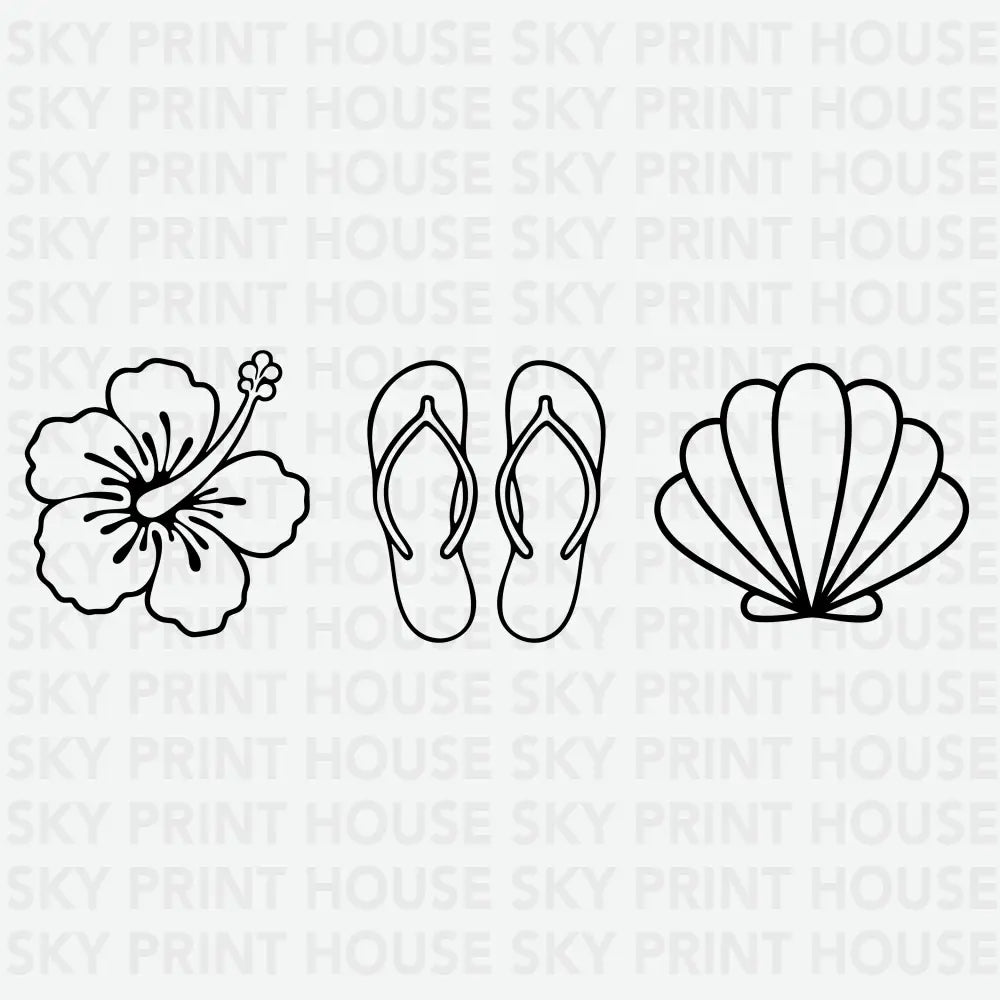 Flower Flip Flops Shell Summer Ready to Press DTF Transfer