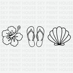 Flower Flip Flops Shell Summer Ready to Press DTF Transfer