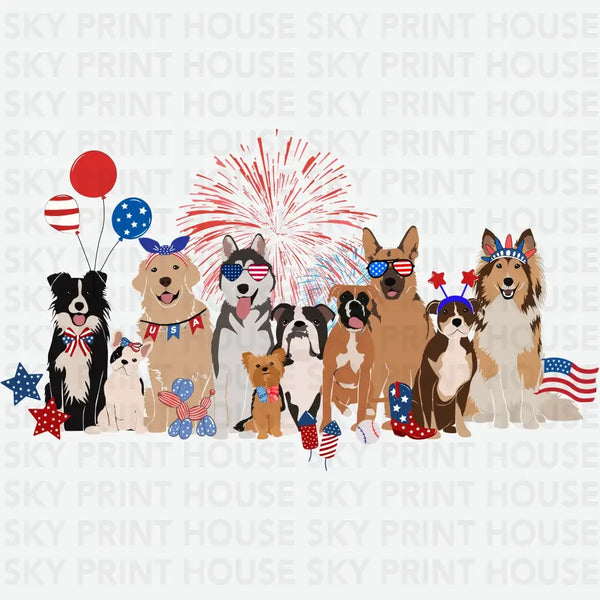 Fourth of July Dogs - 4th of July Ready to Press DTF Transfer