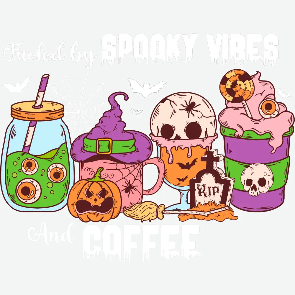 Fueled by Spooky Vibes and Coffee Halloween Ready to Press DTF Transfer