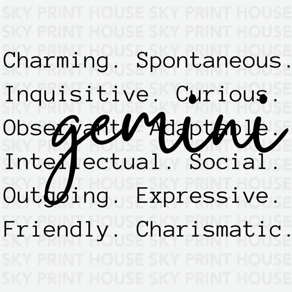 Gemini Qualities - Zodiacs And Horoscopes Ready to Press DTF Transfer
