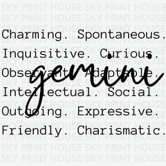 Gemini Qualities Zodiacs And Horoscopes Ready to Press DTF Transfer