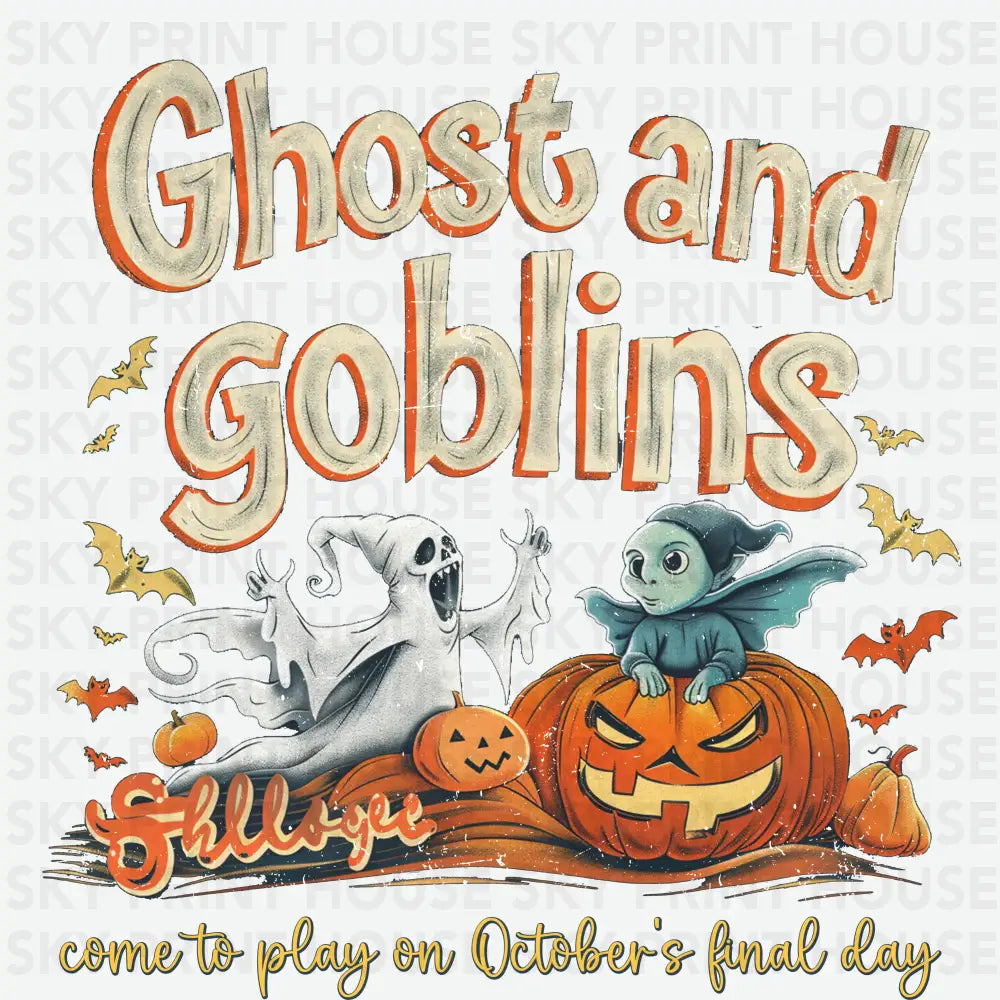 Ghost and Goblins Halloween Ready to Press DTF Transfer
