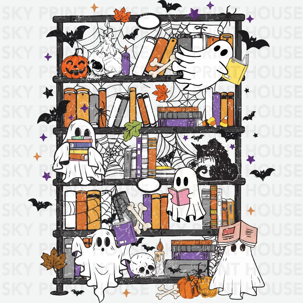 Ghost Library Halloween Ready to Press DTF Transfer