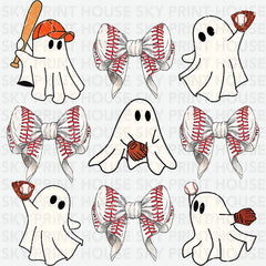 Ghosts Playing Baseball Halloween Ready to Press DTF Transfer