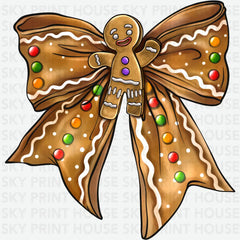 Gingerbread Bow - Christmas Ready to Press DTF Transfer