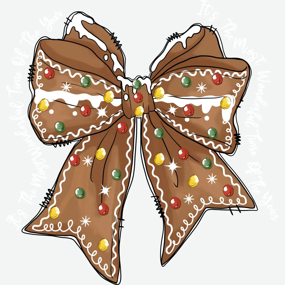 Gingerbread Christmas Bow - Christmas Ready to Press DTF Transfer