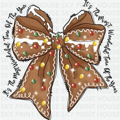Gingerbread Christmas Bow - Christmas Ready to Press DTF Transfer