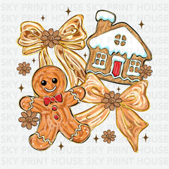 Gingerbread Cookies & Bows Design – Christmas Ready to Press DTF Transfer