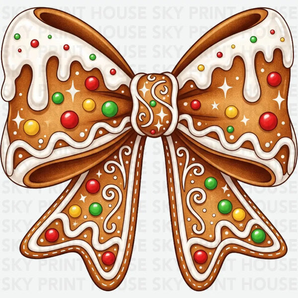Gingerbread Coquette Bow Christmas - Christmas Ready to Press DTF Transfer