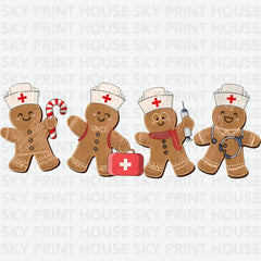 Gingerbread Nurse Christmas - Christmas Ready to Press DTF Transfer