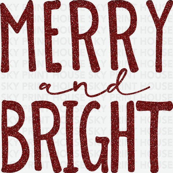 Glitter Merry And Bright - Christmas Ready to Press DTF Transfer
