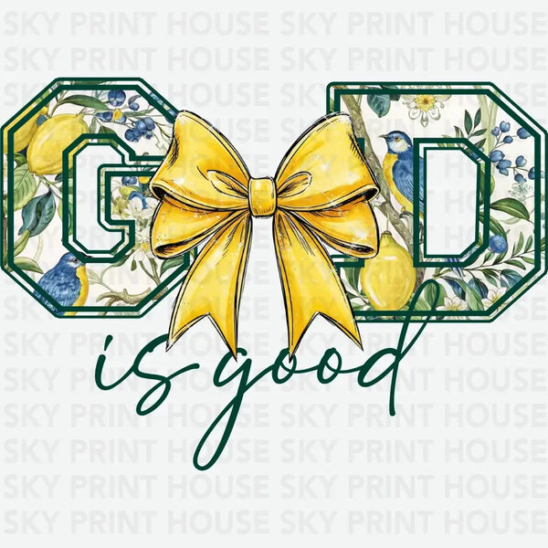 God is Good Lemonade Coquette Bow - Religious Ready to Press DTF Transfer