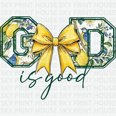 God is Good Lemonade Coquette Bow Religious Ready to Press DTF Transfer