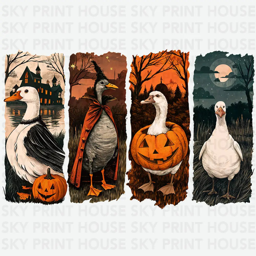 Goose Duck Pumpkin Halloween Ready to Press DTF Transfer