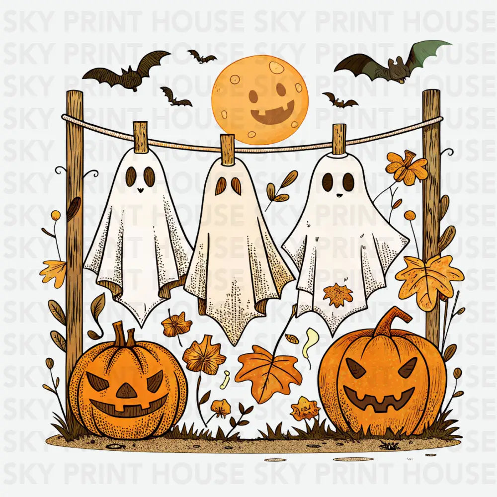 Hanging Three Ghosts - Halloween Ready to Press DTF Transfer