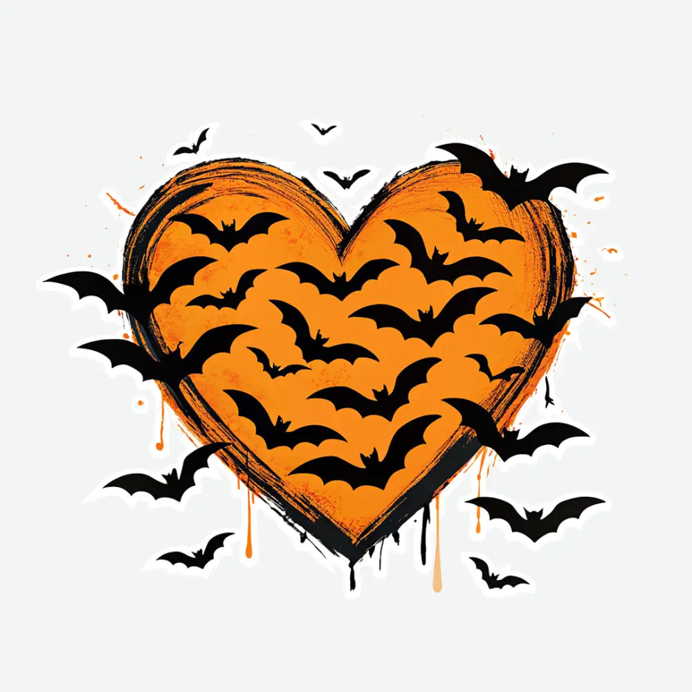 Heart Bats Halloween Ready to Press DTF Transfer