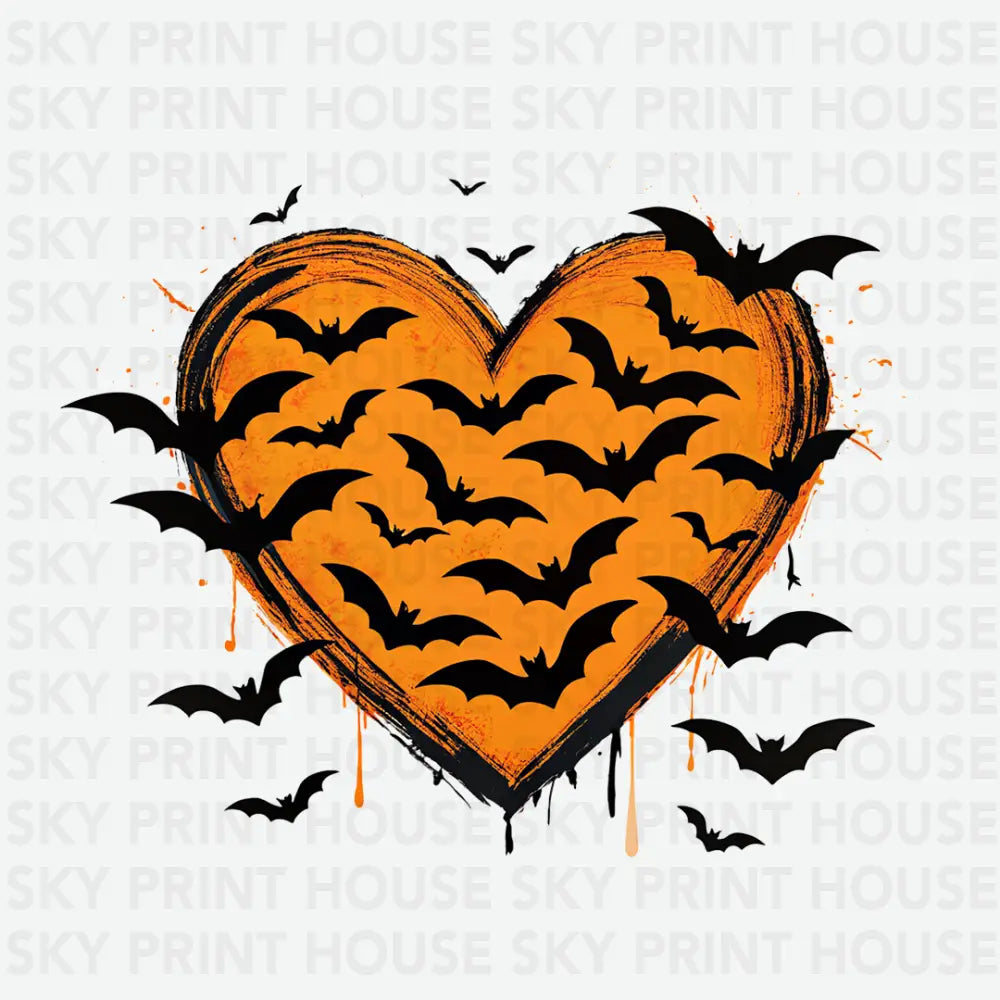 Heart Bats Halloween Ready to Press DTF Transfer