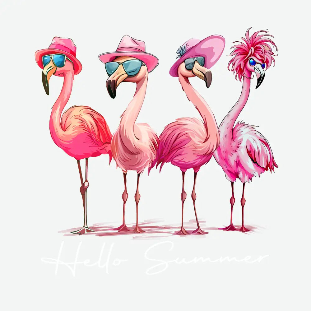 Hello Summer Flamingos Summer Ready to Press DTF Transfer