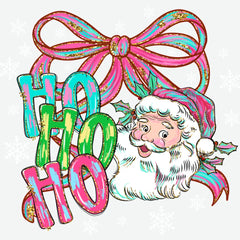 Ho Ho Ho Santa – Girly Christmas Bow Design Ready to Press DTF Transfer