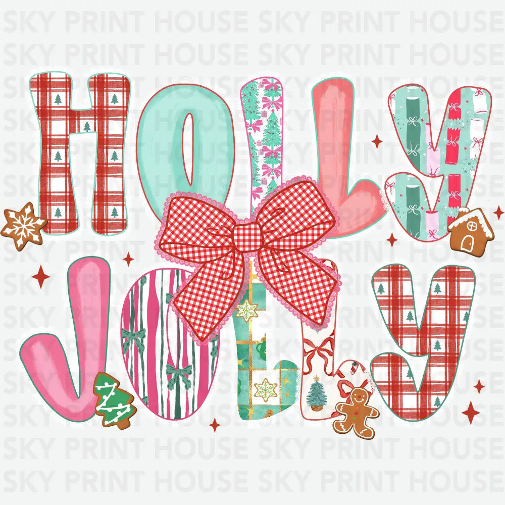 Holly Jolly Bow - Christmas Ready to Press DTF Transfer