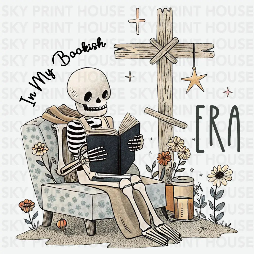 In My Bookish Era Skeleton Halloween Ready to Press DTF Transfer