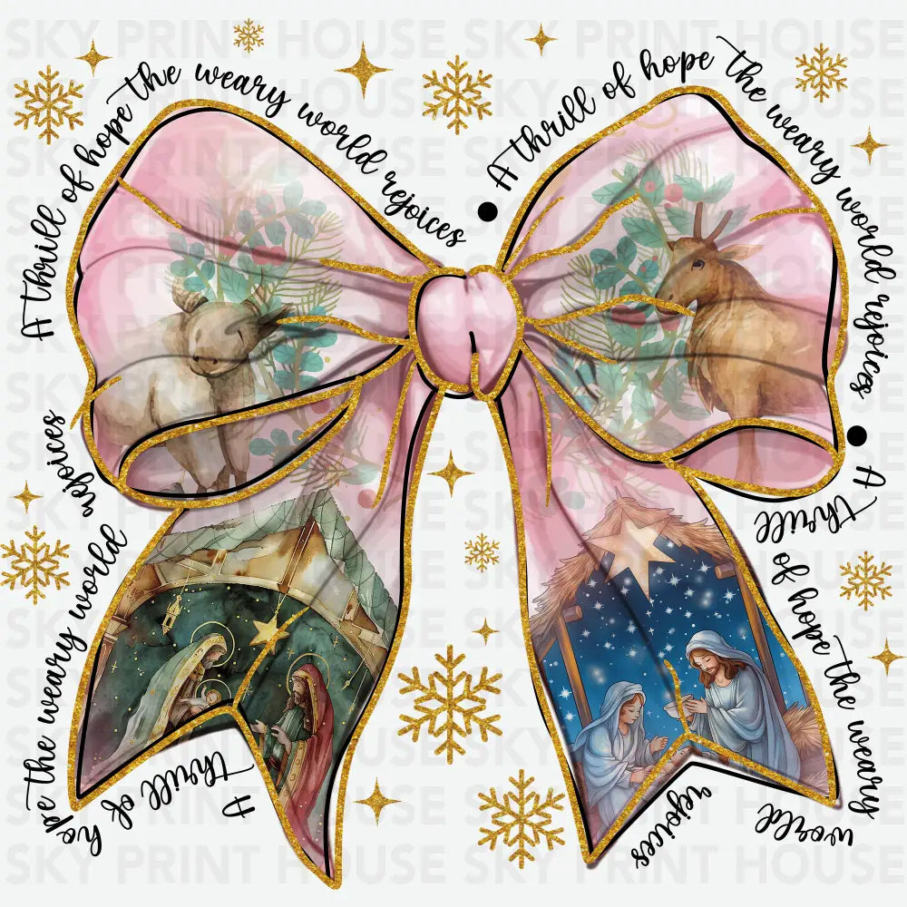 Jesus Christmas Coquette Bow - Christmas Ready to Press DTF Transfer