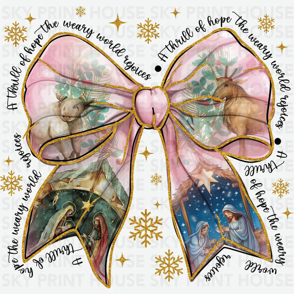 Jesus Christmas Coquette Bow - Christmas Ready to Press DTF Transfer