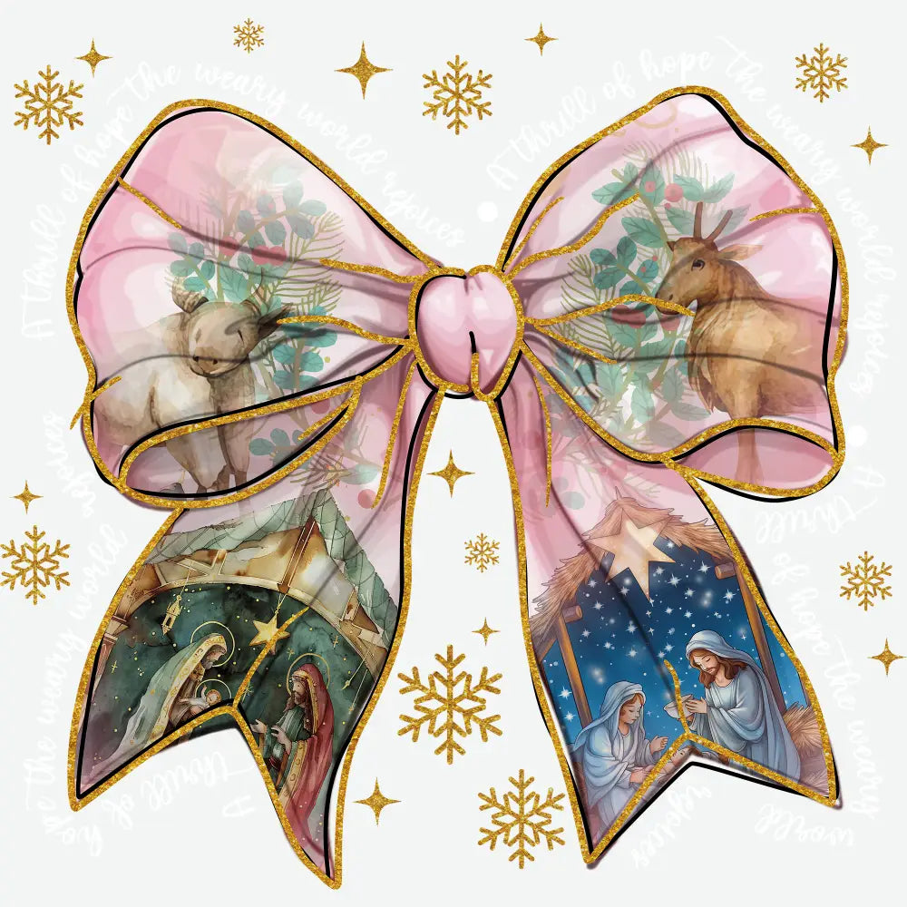 Jesus Christmas Coquette Bow - Christmas Ready to Press DTF Transfer