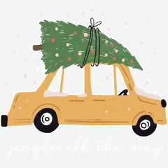 Jingle All The Way Yellow Car - Christmas Ready to Press DTF Transfer