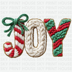 JOY Knitted Christmas Design - Christmas Ready to Press DTF Transfer