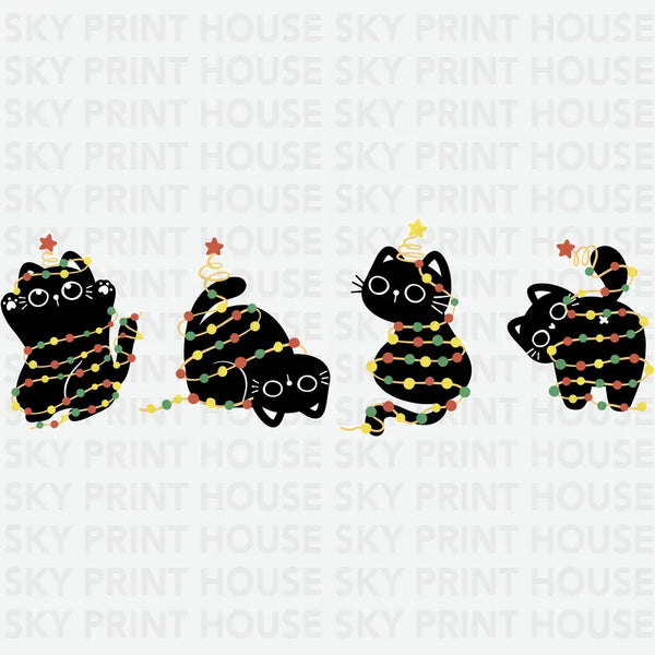 Kawaii Cat Christmas - Ready to Press DTF Transfer