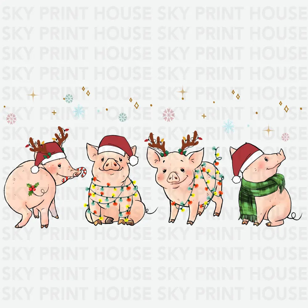 Kawaii Pig Christmas - Ready to Press DTF Transfer