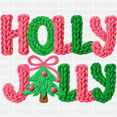 Latch Hook Yarn Crochet Holly Jolly - Christmas Ready to Press DTF Transfer